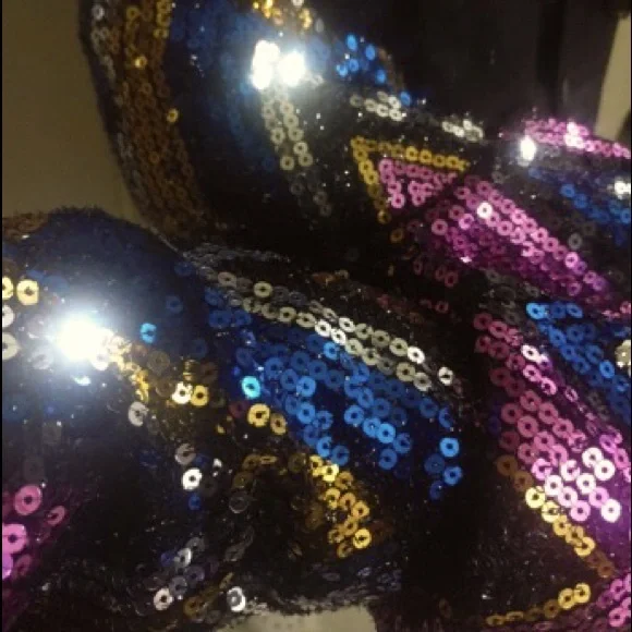 Button Front Sequin Crop PU Leather Jacket - Picture 5 of 5